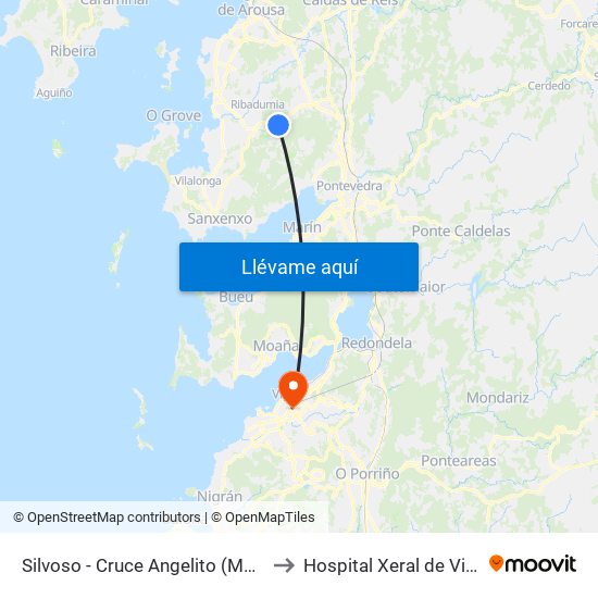 Silvoso - Cruce Angelito (Meis) to Hospital Xeral de Vigo map