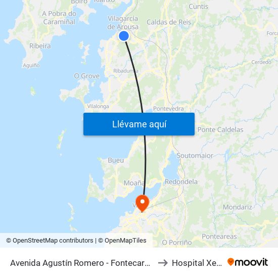 Avenida Agustín Romero - Fontecarmoa (Vilagarcía de Arousa) to Hospital Xeral de Vigo map