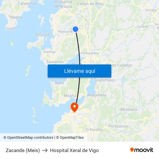 Zacande (Meis) to Hospital Xeral de Vigo map