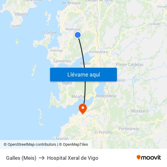 Galles (Meis) to Hospital Xeral de Vigo map