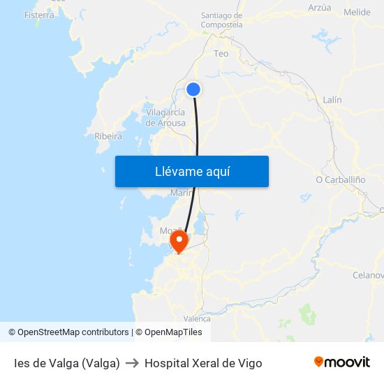 Ies de Valga (Valga) to Hospital Xeral de Vigo map