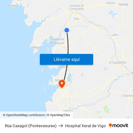 Rúa Caxagol (Pontecesures) to Hospital Xeral de Vigo map