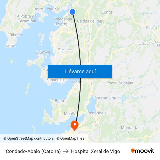 Condado-Abalo (Catoira) to Hospital Xeral de Vigo map