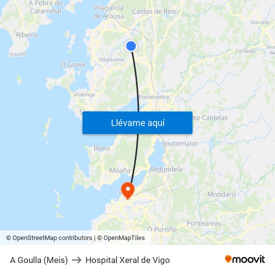 A Goulla (Meis) to Hospital Xeral de Vigo map