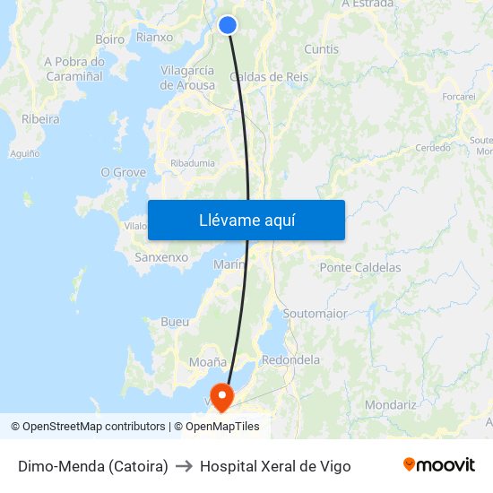 Dimo-Menda (Catoira) to Hospital Xeral de Vigo map