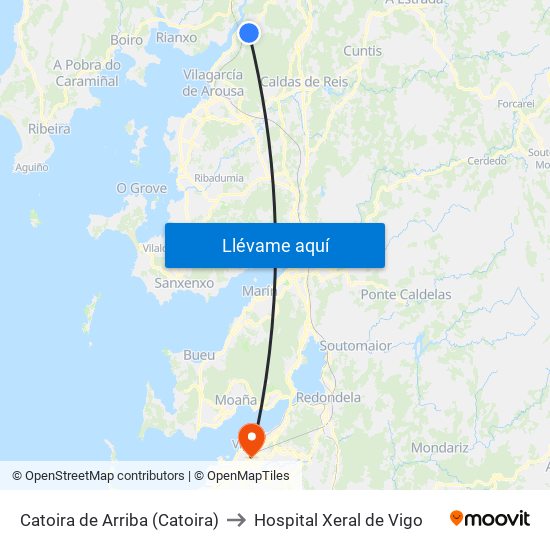 Catoira de Arriba (Catoira) to Hospital Xeral de Vigo map