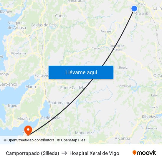 Camporrapado (Silleda) to Hospital Xeral de Vigo map