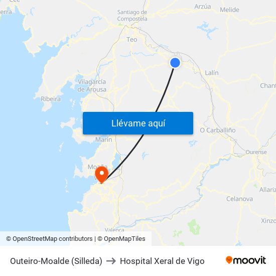 Outeiro-Moalde (Silleda) to Hospital Xeral de Vigo map