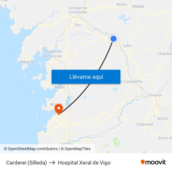 Carderei (Silleda) to Hospital Xeral de Vigo map