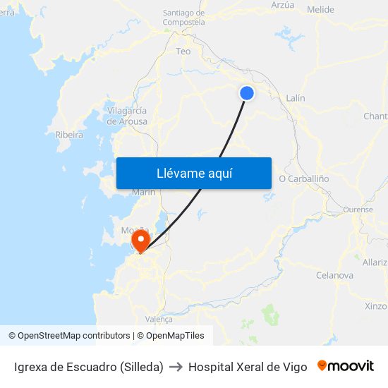 Igrexa de Escuadro (Silleda) to Hospital Xeral de Vigo map