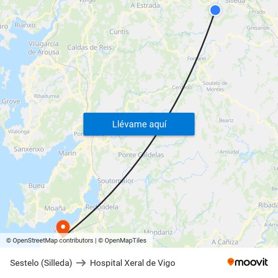 Sestelo (Silleda) to Hospital Xeral de Vigo map