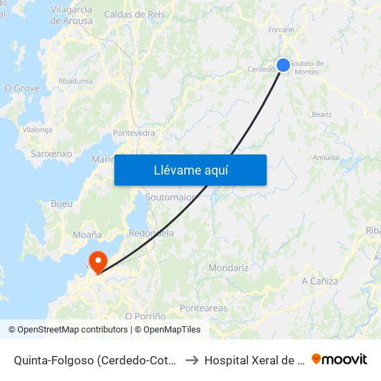 Quinta-Folgoso (Cerdedo-Cotobade) to Hospital Xeral de Vigo map