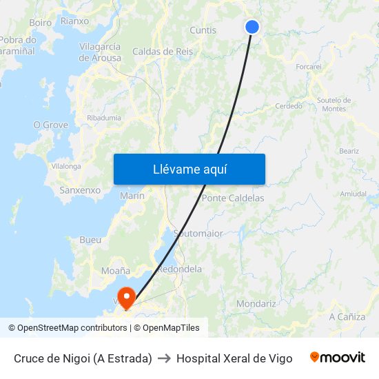 Cruce de Nigoi (A Estrada) to Hospital Xeral de Vigo map