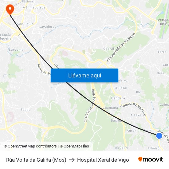 Rúa Volta da Galiña (Mos) to Hospital Xeral de Vigo map