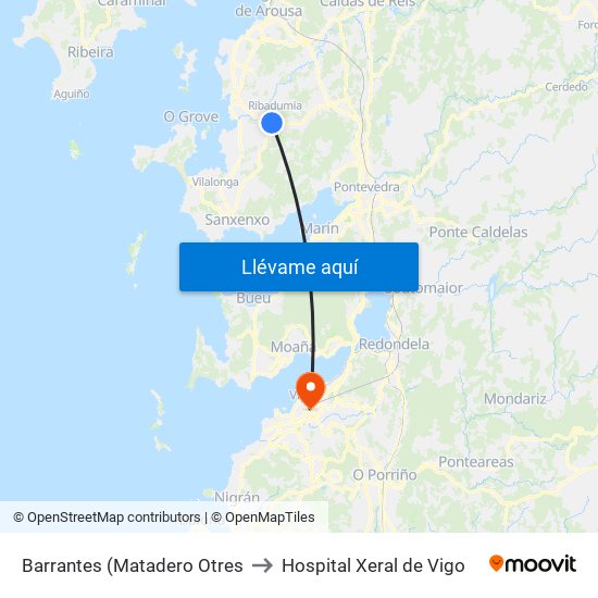 Barrantes (Matadero Otres to Hospital Xeral de Vigo map