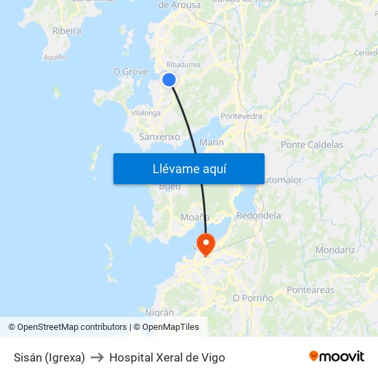 Sisán (Igrexa) to Hospital Xeral de Vigo map