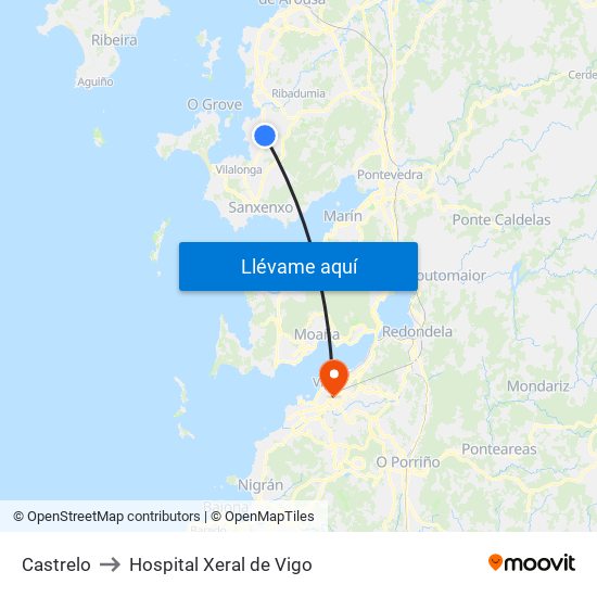 Castrelo to Hospital Xeral de Vigo map