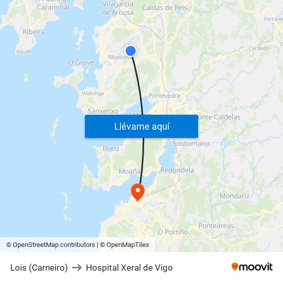 Lois (Carneiro) to Hospital Xeral de Vigo map