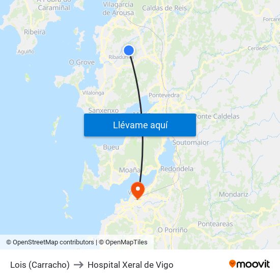 Lois (Carracho) to Hospital Xeral de Vigo map