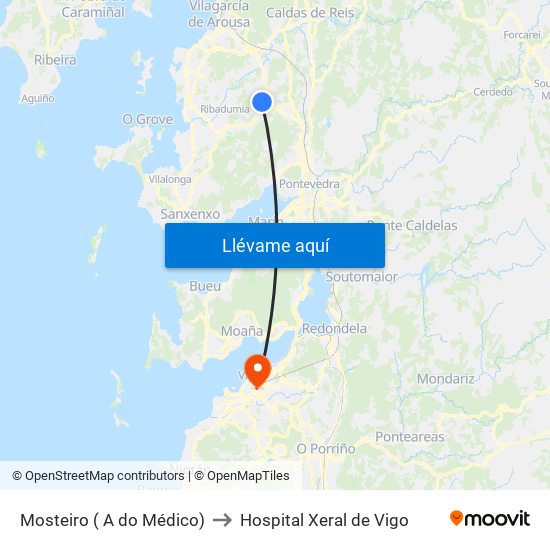 Mosteiro ( A do Médico) to Hospital Xeral de Vigo map