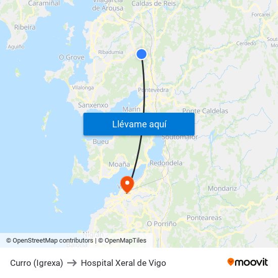 Curro (Igrexa) to Hospital Xeral de Vigo map