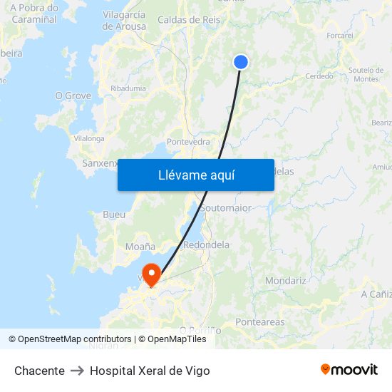 Chacente to Hospital Xeral de Vigo map