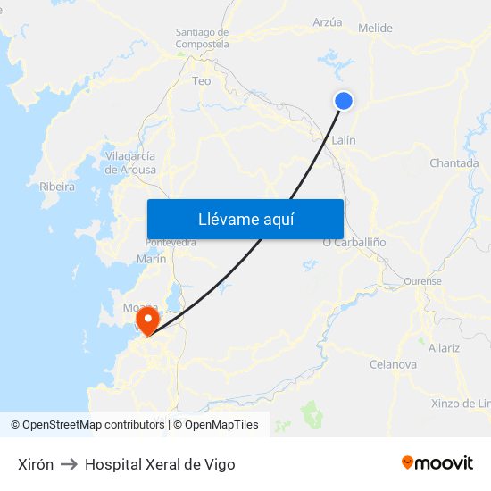 Xirón to Hospital Xeral de Vigo map