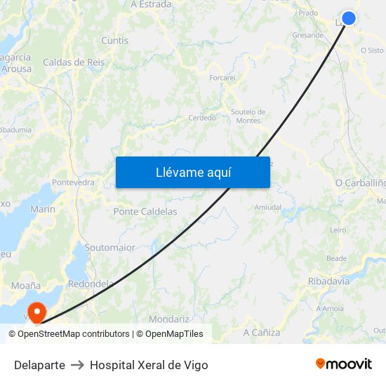 Delaparte to Hospital Xeral de Vigo map