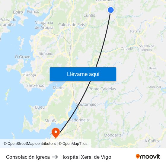 Consolación Igrexa to Hospital Xeral de Vigo map