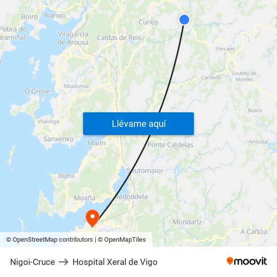 Nigoi-Cruce to Hospital Xeral de Vigo map