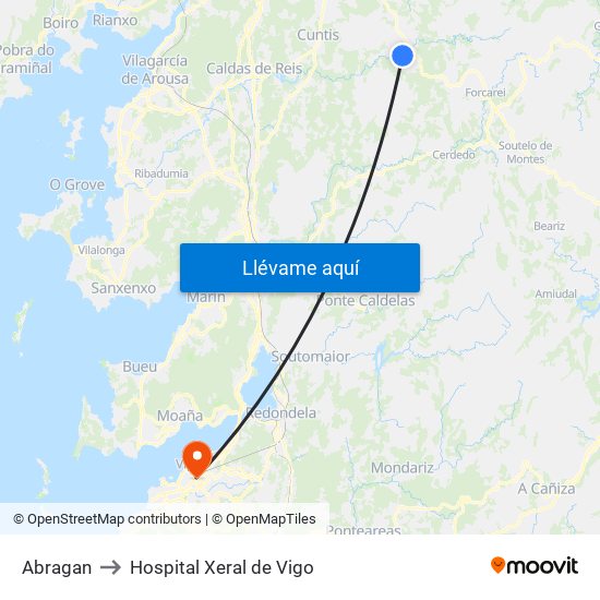 Abragan to Hospital Xeral de Vigo map