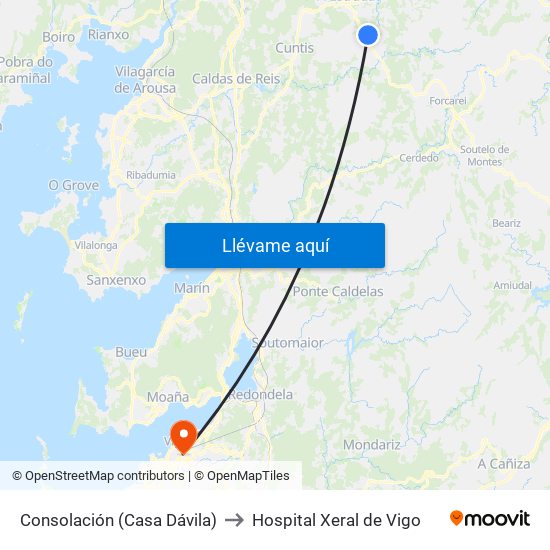 Consolación (Casa Dávila) to Hospital Xeral de Vigo map