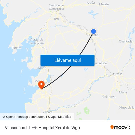 Vilasancho III to Hospital Xeral de Vigo map