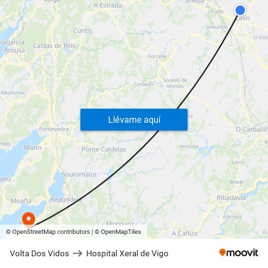 Volta Dos Vidos to Hospital Xeral de Vigo map