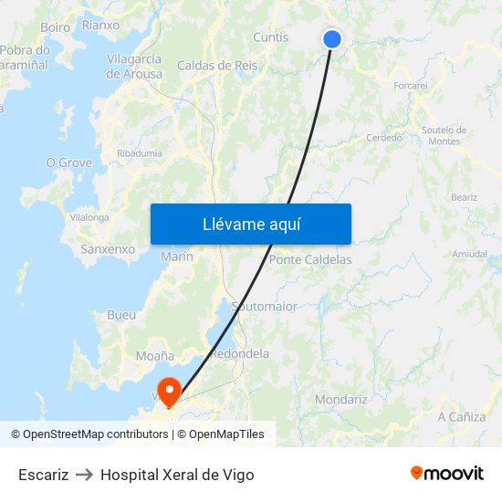 Escariz to Hospital Xeral de Vigo map
