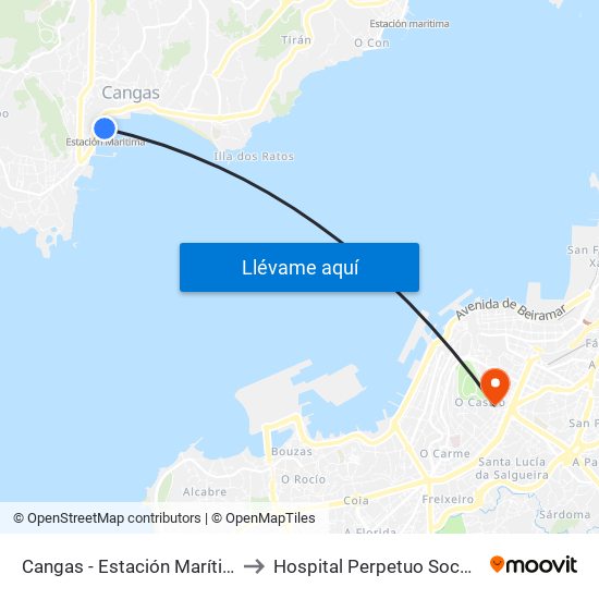 Cangas - Estación Marítima to Hospital Perpetuo Socorro map