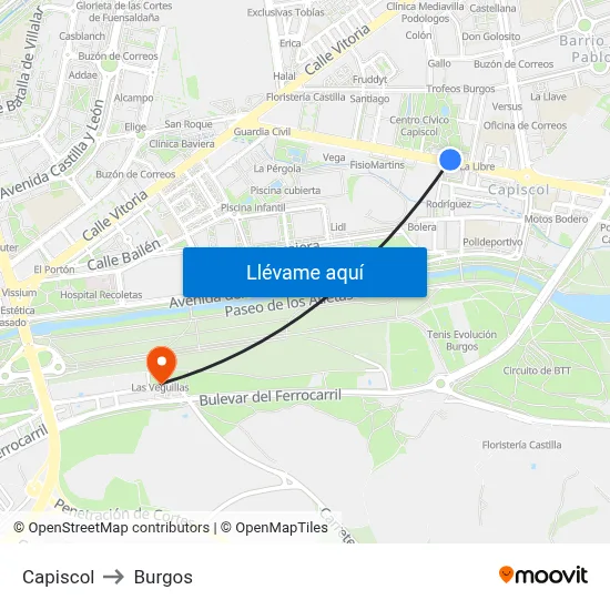 Capiscol to Burgos map