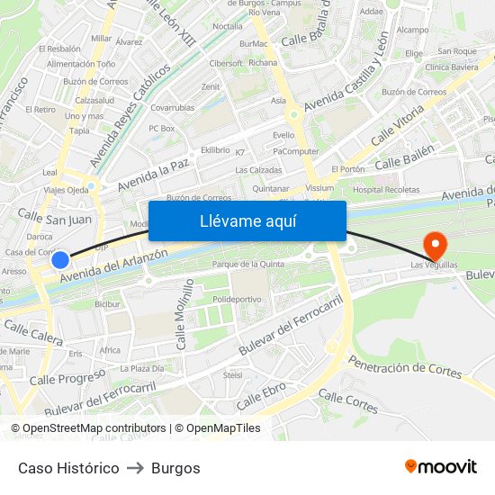 Caso Histórico to Burgos map