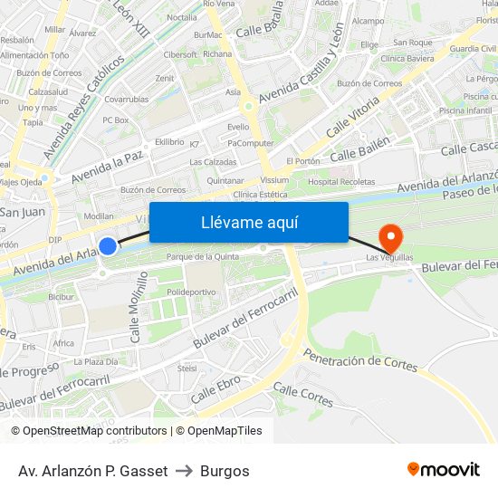 Av. Arlanzón P. Gasset to Burgos map