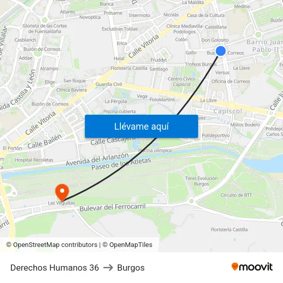 Derechos Humanos 36 to Burgos map
