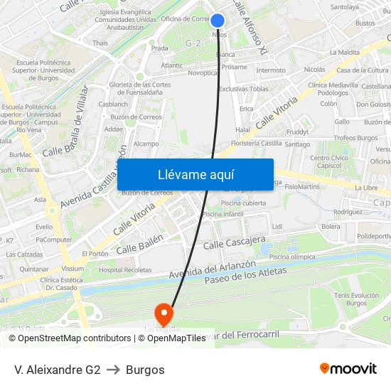 V. Aleixandre G2 to Burgos map