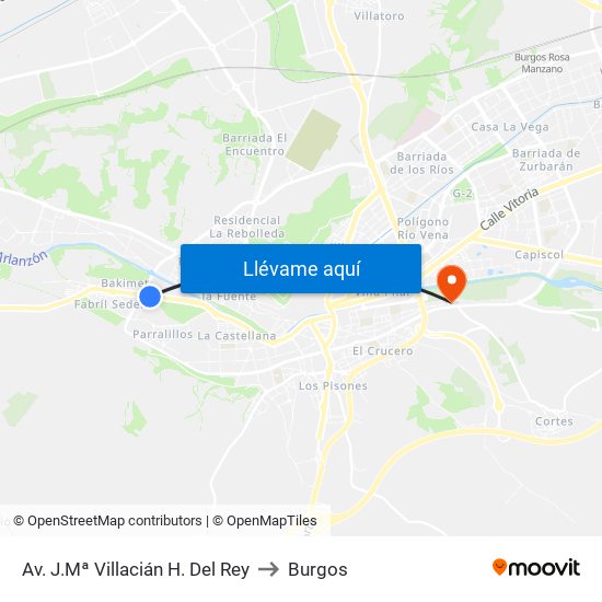 Av. J.Mª Villacián H. Del Rey to Burgos map