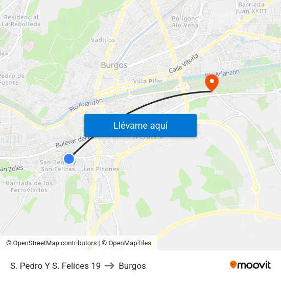 S. Pedro Y S. Felices 19 to Burgos map