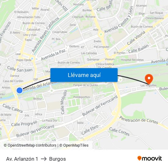 Av. Arlanzón 1 to Burgos map