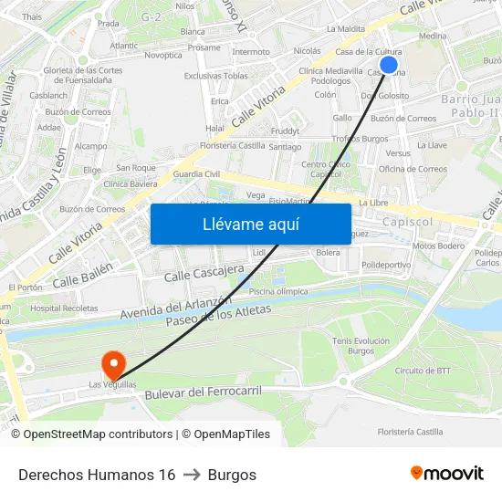 Derechos Humanos 16 to Burgos map