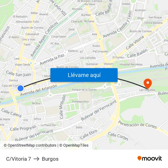 Vitoria 7 to Burgos map