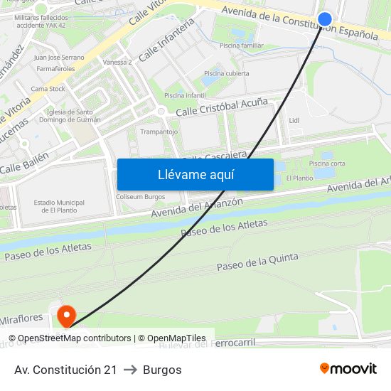 Avda. Constitución 21 to Burgos map