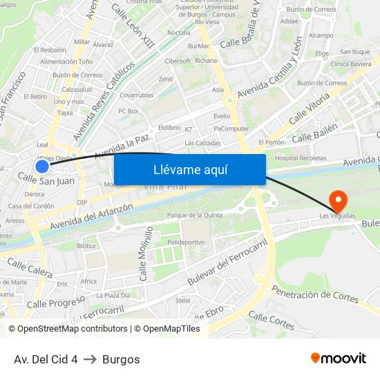 Av. Del Cid 4 to Burgos map
