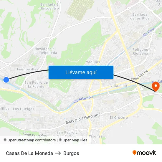 Casas De La Moneda to Burgos map