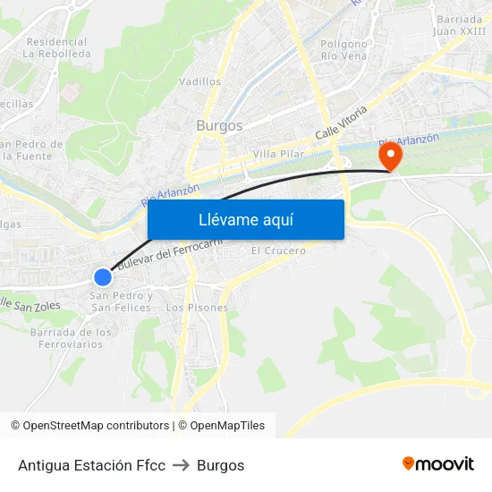 Antigua Estación Ffcc to Burgos map